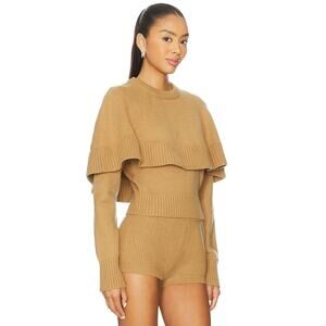 RONNY KOBO Evian Shawl Sweater Camel Tan Wool Blend Long Sleeve Women's M